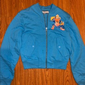 MOSCHINO Blue Monkey Print Bomber Jacket Women